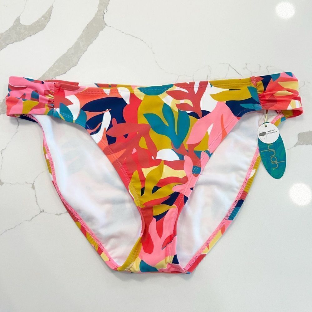 Mynah Hipster Mid Rise Multi Leaf Print Swim Bottom